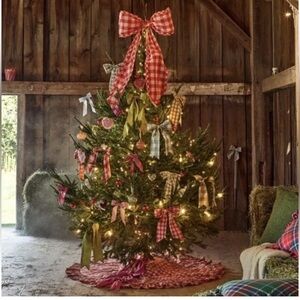 Anthropologie Red Plaid Holiday Bow for Christmas Tree